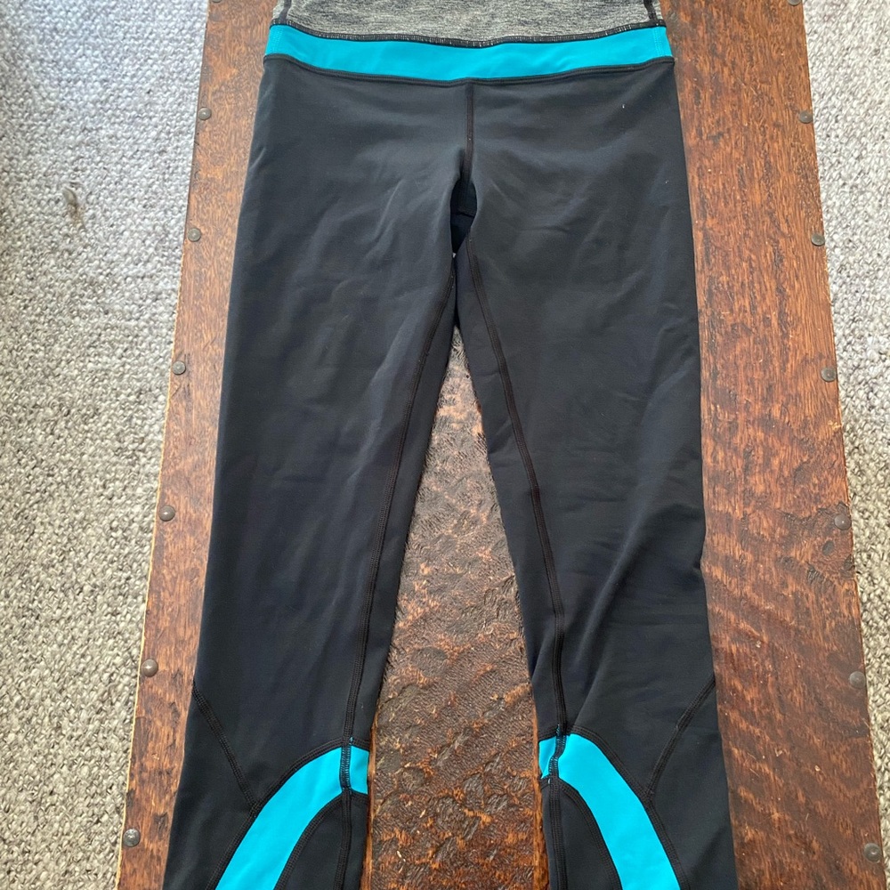Lululemon 7/8 leggings black/gray/turquoise
